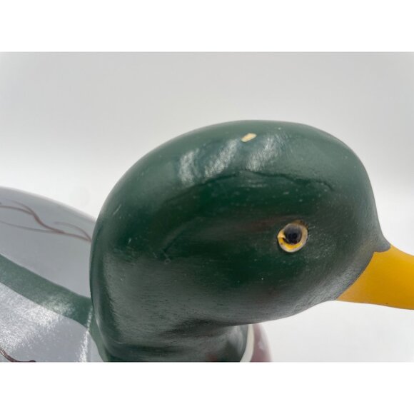 Vintage Hand-Painted Wooden Mallard Duck Decoy with Intricate Feather Details & - Picture 6 of 9